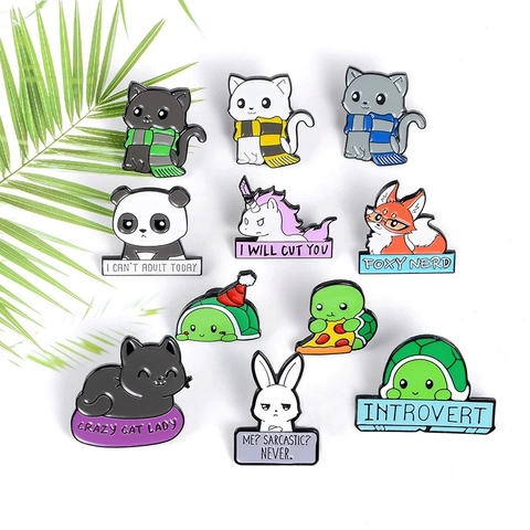 Cute Cartoon Enamel Brooch Pin Set Alloy Drip Oil Lapel Pins For Clothing Bags Animal Mushroom Badge Decorative Jewelry Gift