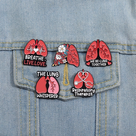 Broche en Émail Respiratory Therapist Poumon Médical Cœur Fleur Broche en Alliage de Zinc Badge pour Infirmière Médecin