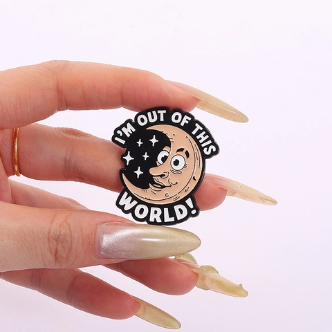 Cartoon Personified Moon Star Alloy Enamel Pin Brooch Slogan Creative Badge For Backpack Clothing Accessory Unisex Jewelry Gift