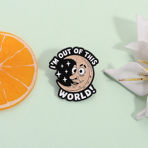Cartoon Personified Moon Star Alloy Enamel Pin Brooch Slogan Creative Badge For Backpack Clothing Accessory Unisex Jewelry Gift