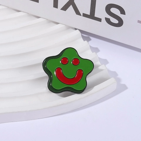 Süßer Cartoon Grüne Sterne Smiley Gesicht Emaille Brosche Legierung Metall Pin Abzeichen Für Kleidung Rucksack Schmuck Geschenk