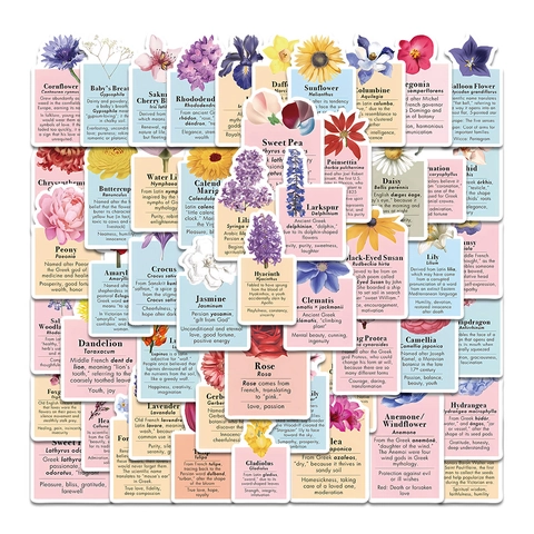 Adesivi Botanici Vintage a Fiori in PVC Impermeabili Decalcomanie Piante Floreali per Fai da Te Scrapbooking Diario Laptop