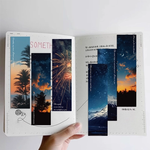 Ensemble de Marque-pages en Papier Espace Univers Ciel Étoilé Vintage Paysage Scénario Marqueurs de Lecture pour Étudiants Bureau École Cadeau