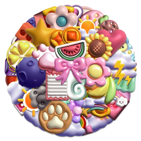 Simpatici Adesivi in PVC Con Effetto Puff 3D Cartone Animato Fiore Cuore Sole Decalcomanie Impermeabili per Laptop Cover Auto DIY
