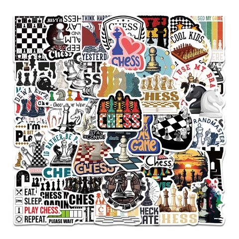 Adesivi per Giochi di Scacchi Internazionali in PVC Impermeabile per Laptop Bottiglia d'Acqua Bagagli Adesivi Decorativi Graffiti Fai-da-te