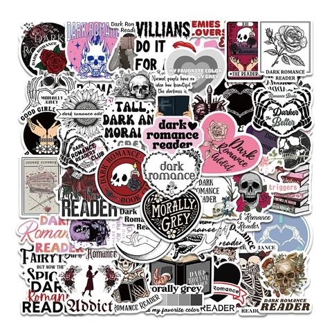 Autocollants Gothic Dark Romance Reader Squelette Rose Vinyle Imperméable Décalcomanies Pour Ordinateur Bouteille Décor