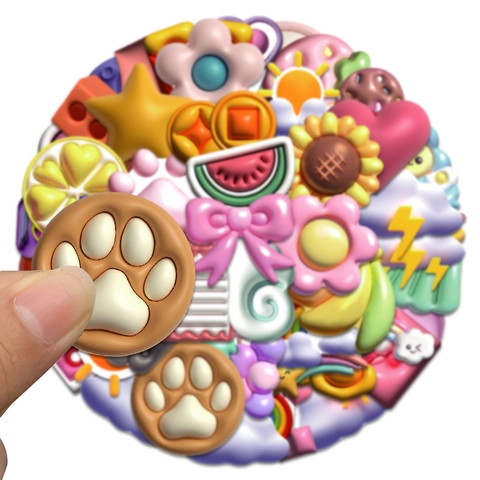 Simpatici Adesivi in PVC Con Effetto Puff 3D Cartone Animato Fiore Cuore Sole Decalcomanie Impermeabili per Laptop Cover Auto DIY