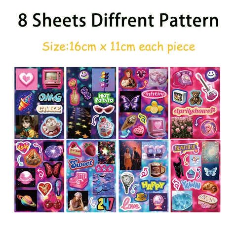 Adesivi per Scrapbooking Estetici Retro Y2K Vintage Farfalla Cuore DIY Journaling Decals per Decorazione Cover Cellulare