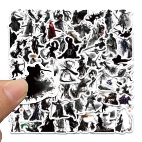Adesivi in Stile Pittura a Inchiostro Wuxia Spadaccino Silhouette Stile Artistico Cinese Decalcomanie PVC Opaco per Diario Laptop