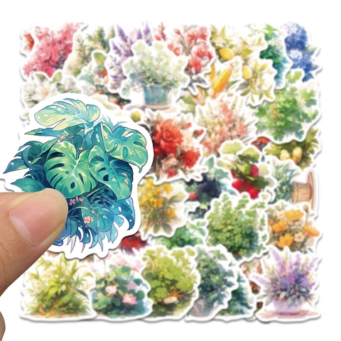 Adesivi Botanici Acquerello Piante Fiori Impermeabili DIY Vinyl Decals Per Scrapbooking Diario Valigia Laptop Frigorifero