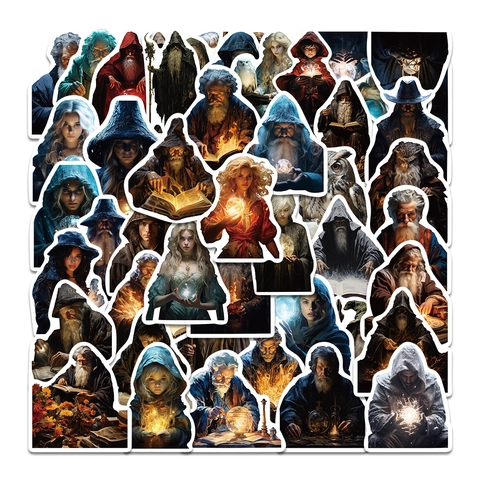 Adesivi Mago Magia Impermeabili in Vinile PVC per Laptop Skateboard Valigia Scrapbooking Decorazione Disegni di Streghe e Bacchette