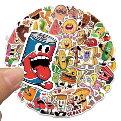 Adesivi in PVC Cibo e Frutta Cartoni Animati Impermeabili Decorativi per Laptop Valigia Chitarra Tazza Diario Scrapbooking per Bambini