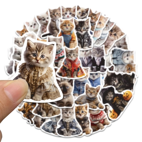 Cute Cartoon Cat Stickers Waterproof PVC Graffiti Decals For Scrapbook Laptop Suitcase DIY Decorative Pattern Stickers