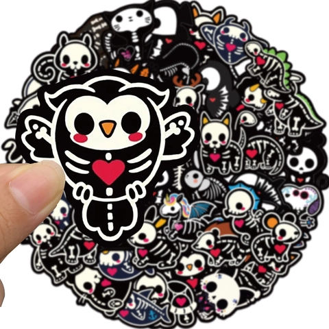 Coole Tier Skelett Doodle Aufkleber Wasserdichte PVC Totenkopf Graffiti Aufkleber Für Laptop Gitarre Gepäck DIY Deko