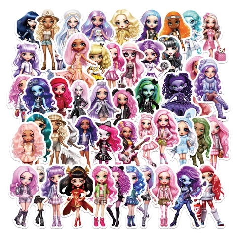 Y2K Cartoon Regenbogen Mädchen Wasserdicht PVC Aufkleber Mode Charakter Decals Für Koffer Skateboard Gitarre Helm Laptop