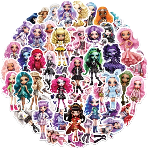 Y2K Cartoon Regenbogen Mädchen Wasserdicht PVC Aufkleber Mode Charakter Decals Für Koffer Skateboard Gitarre Helm Laptop