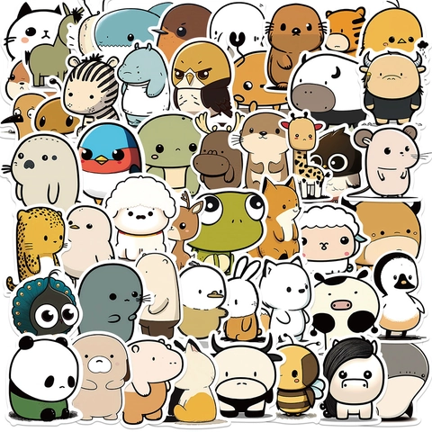 Cute Cartoon Animal Head Stickers PVC Waterproof Decorative Decals For Laptop Luggage Notebook DIY Kids Gift