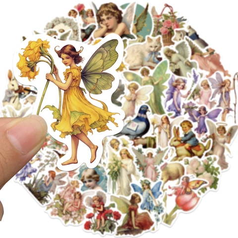 Pegatinas de Pintura al Óleo Vintage Retro Artístico Hada Ángel Calcomanías Vinilo Impermeable para DIY Álbum de Recortes Equipaje Laptop