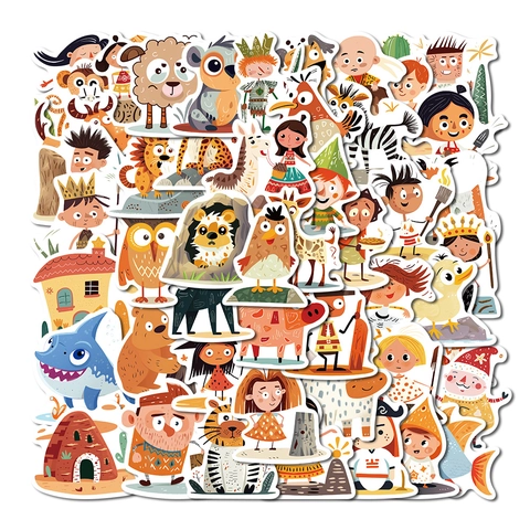 Adesivi Impermeabili Graffiti Animali Uomo Delle Caverne Cartoon Per Laptop Bottiglia D'acqua Valigia Chitarra Telefono Scrapbooking Decalcomanie