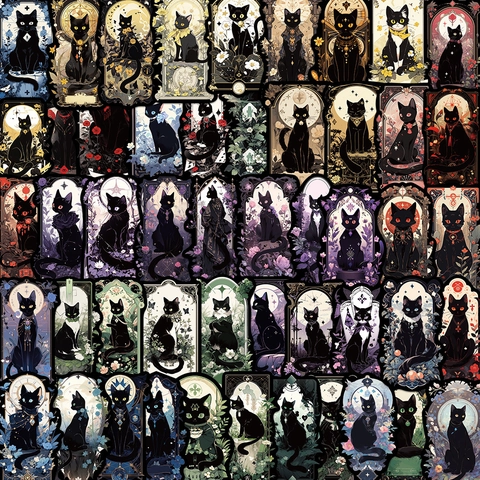 Misteriosi Adesivi Gatto Nero Gotico Tarocchi Impermeabili Decalcomanie Decorative per Custodia Cellulare Laptop Skateboard Chitarra