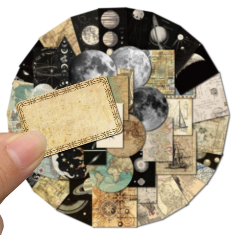 Vintage World Map Astronomy Planet PVC Waterproof Stickers For Journaling Phone Guitar DIY Retro Aesthetic Decals