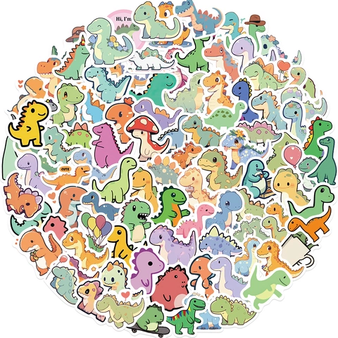 Adesivi in PVC Impermeabili con Dinosauri Cartoon per DIY Scrapbooking Diario Laptop Cover Telefono Simpatici Animali Bambini