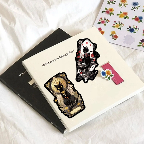Misteriosi Adesivi Gatto Nero Gotico Tarocchi Impermeabili Decalcomanie Decorative per Custodia Cellulare Laptop Skateboard Chitarra