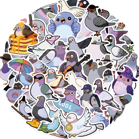 Cartoon Duif Sticker Set Waterdicht PVC Mat DIY Graffiti Decals Voor Bagage Telefoon Helm Schattige Vogel Briefpapier Decoratieve Stickers