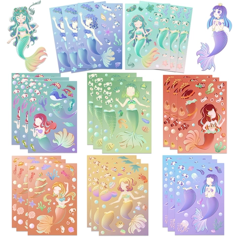 Adesivi Fai-da-te Sirena Vestizione Impermeabili Cartoni Animati per Bambini Scrapbooking Journaling Decorazione Adesivi Creativi