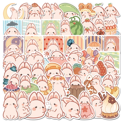 Autocollants Lapin Fromage Dessin Animé Mignons Étanche PVC Décoration DIY pour Ordinateur Portable Valise Gourde Carnet
