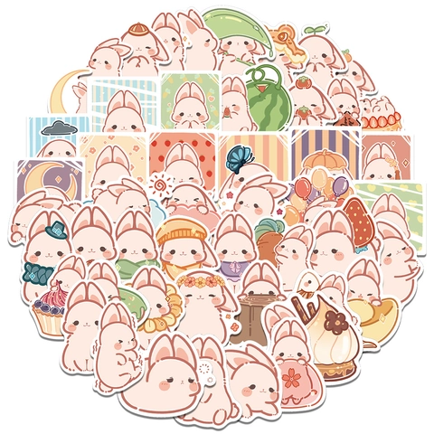 Autocollants Lapin Fromage Dessin Animé Mignons Étanche PVC Décoration DIY pour Ordinateur Portable Valise Gourde Carnet