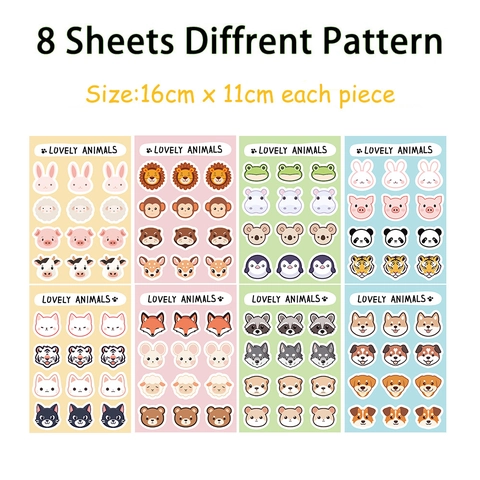 Autocollants de Récompense d'Animaux de Dessin Animé Étiquette Décorative Imperméable en PVC pour Enfants Enseignant Scrapbooking