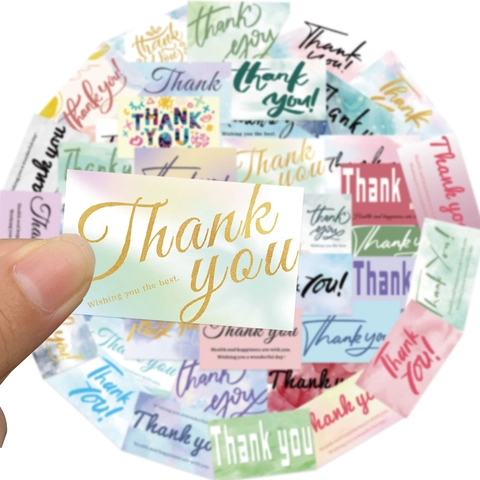 Watercolor Floral Square Thank You Stickers For Gift Packaging Self Adhesive Sealing Labels For Bakery Business Decorative Stickers