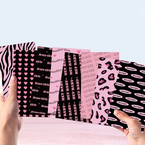 Rosa Schwarz PVC Wasserdicht Englisch Buchstaben Aufkleber Für Tagebuch Handyhülle DIY Dekoration Zebra Leopard Herz Muster