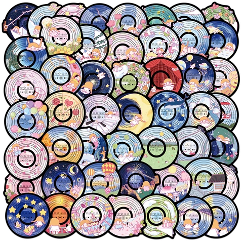 Vinyl Schallplatte Stil Wasserdichte PVC Aufkleber Cartoon Musik Player UI Dekorative Decals Für Handyhülle Laptop Gitarre