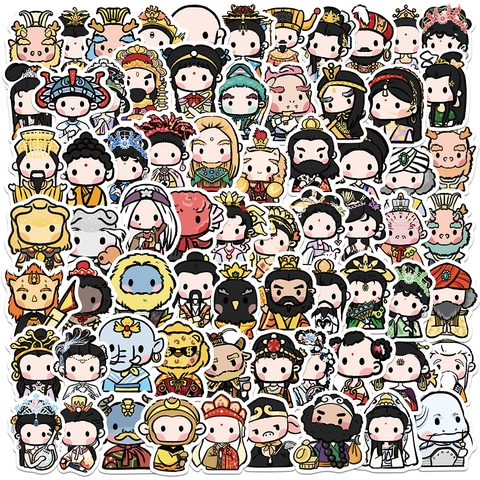 Lot Autocollants Chibi La Pérégrination Vers L'Ouest Dessin Animé Imperméable PVC Décalcomanies Décoratives pour Bagages Laptop