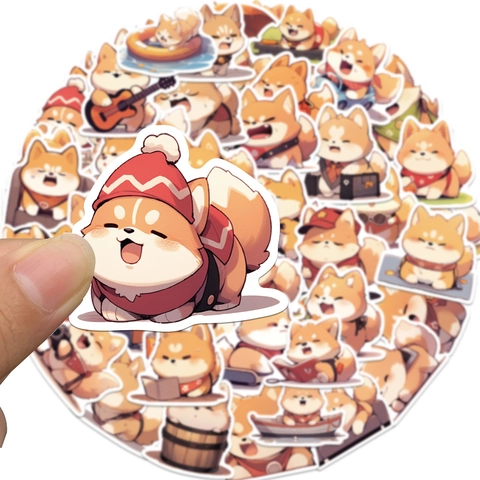 Simpatici Adesivi Cartoon Shiba Inu Impermeabili in PVC Cane Emoji Decalcomanie per Scrapbooking Cover Telefono Laptop Chitarra Fai da Te