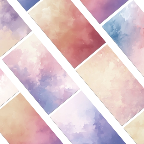 Watercolor Gradient Phone Backing Cards Scrapbook Background Paper Stickers For Journaling DIY Decorative PVC Art Stickers