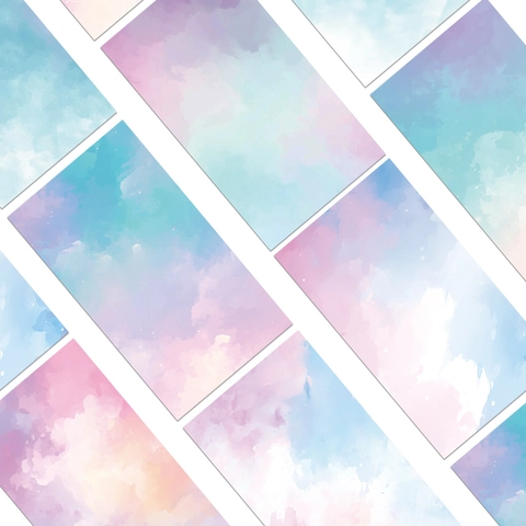 Modern Simple Gradient Watercolor Scrapbook Paper Set Creative Mobile Phone Backing Background Decor DIY PVC Printed Stickers