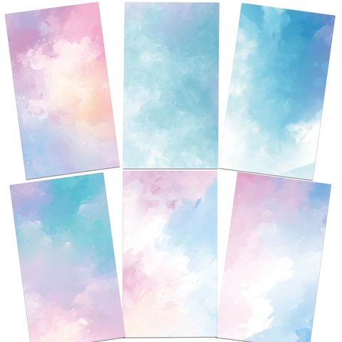 Modern Simple Gradient Watercolor Scrapbook Paper Set Creative Mobile Phone Backing Background Decor DIY PVC Printed Stickers