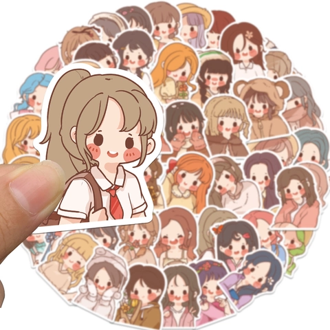 Süße Cartoon Mädchen Aufkleber Vielfalt Pack Wasserdicht PVC Matt Decals Für Laptop Handyhülle Scrapbooking DIY Journal Schreibwaren