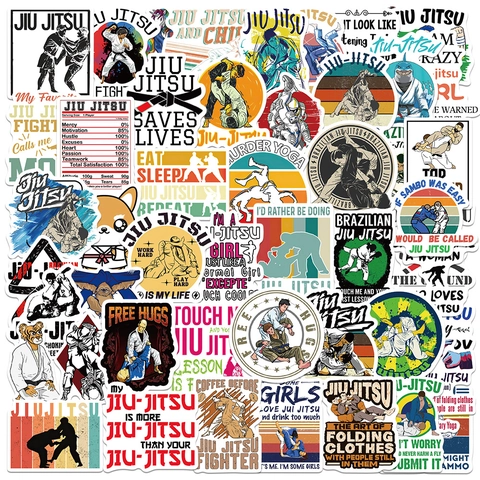 Adesivi Graffiti Jiu Jitsu Impermeabili in PVC Opaco BJJ Arti Marziali Decalcomanie per Laptop Bagaglio Moto Bottiglia d'Acqua