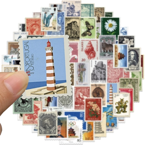 Vintage Welt Poststempel Briefmarken Aufkleber Wasserdichte PVC Decals Für Scrapbooking Journaling Gepäck Laptop Telefon Gitarre Deko