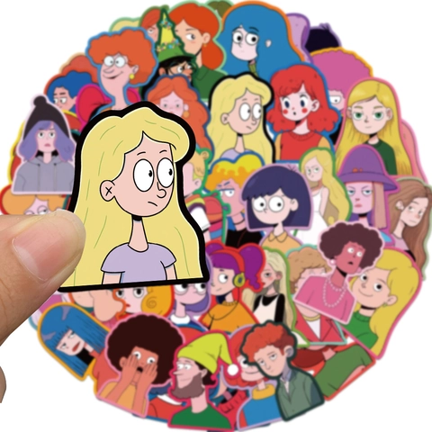 50Pcs Flat Style Cartoon Girl Stickers Waterproof PVC Decals For Laptop Phone Case Luggage Scrapbook Decorative Stickers
