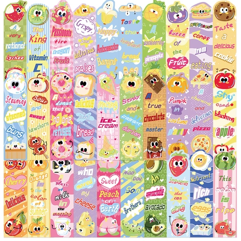 Creative Cartoon Food Fruit Paper Bookmarks Colorful Artistic Reading Marks Students Stationery Gift Office Supplies
