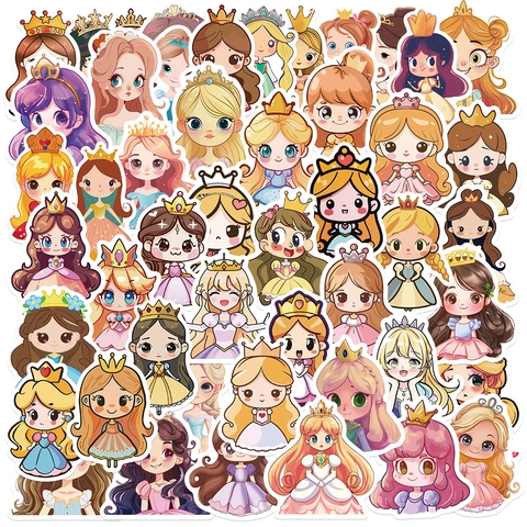 Cute Cartoon Princess PVC Waterproof Decorative Stickers Set For Notebook Fridge DIY Scrapbooking For Girls Kids