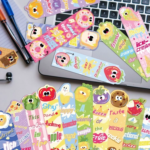 Creative Cartoon Food Fruit Paper Bookmarks Colorful Artistic Reading Marks Students Stationery Gift Office Supplies