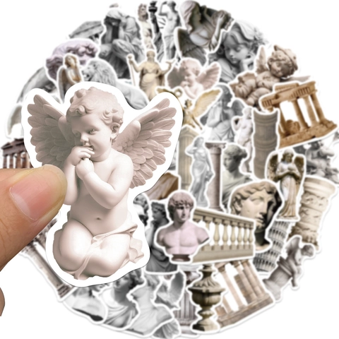 50Pcs Classical Art Sculpture Stickers Waterproof PVC Decals For Laptop Phone Case Luggage Vintage Greek Statue Stickers