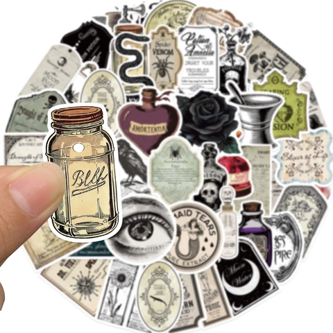 Gothische Zaubertrank Aufkleber Retro Magie Alchemie Thema Wasserdichte PVC Decals Für Laptop Skateboard Koffer Scrapbook DIY