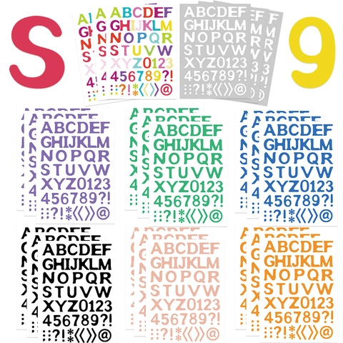 Multi Color English Alphabet Letter Number Stickers Printed PVC DIY Scrapbook Journaling Phone Case Decorative Decals